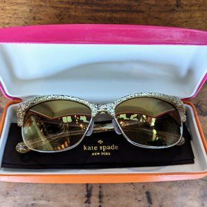 Kate Spade Women's Sunglasses Shira/S 0W51 Gold Glitter Frames with Case